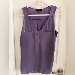 Fortune + Ivy Purple Zip-Front Sleeveless Tank